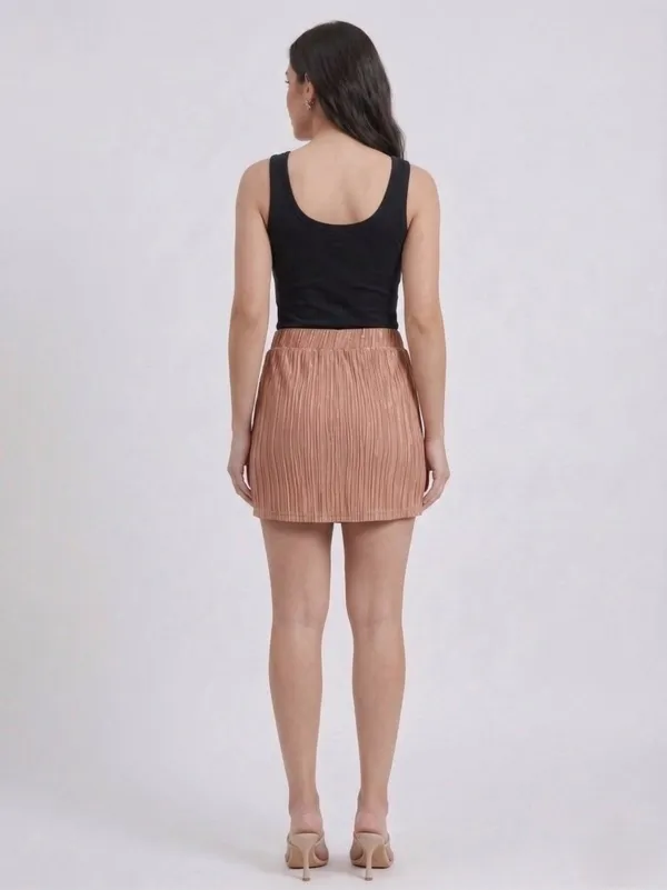 Peach_Self_Design_Straight_Mini_Skirt_For_Women