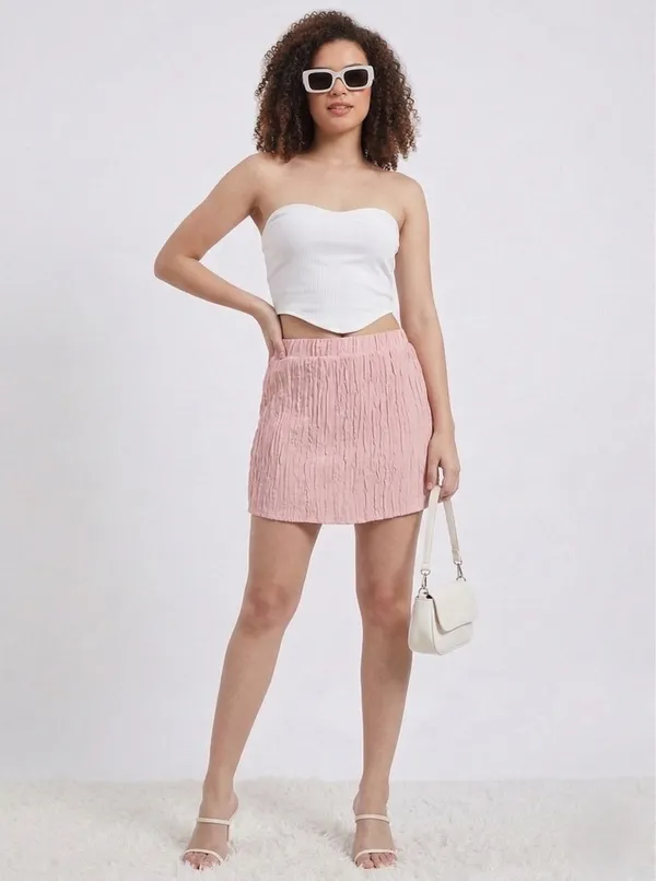 Pink_Self_Design_Straight_Mini_Skirt_For_Women