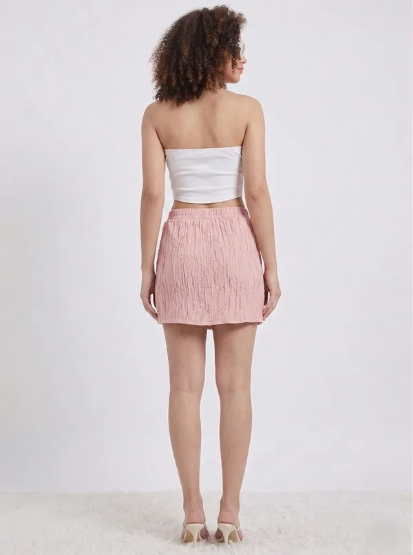 Pink_Self_Design_Straight_Mini_Skirt_For_Women