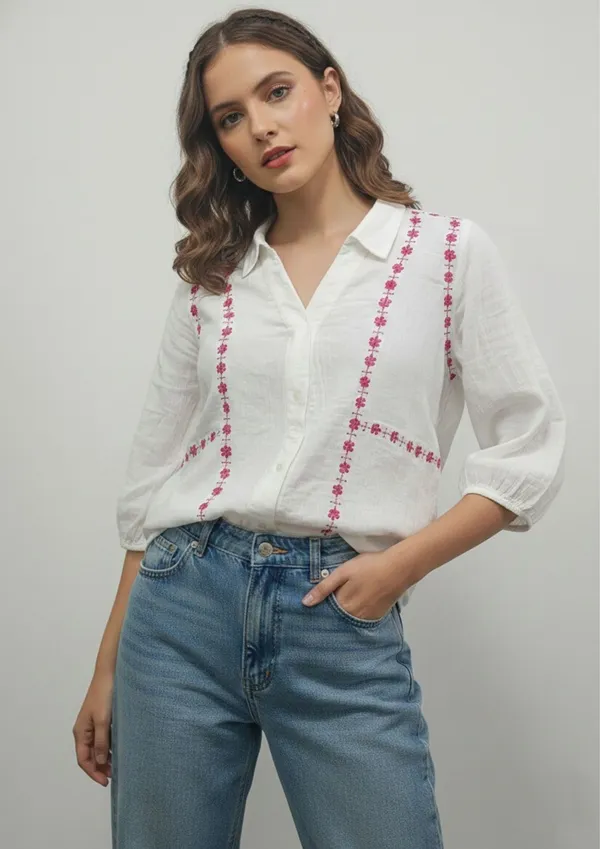 Ditsy_Floral_Embroided_Shirt_For_Women