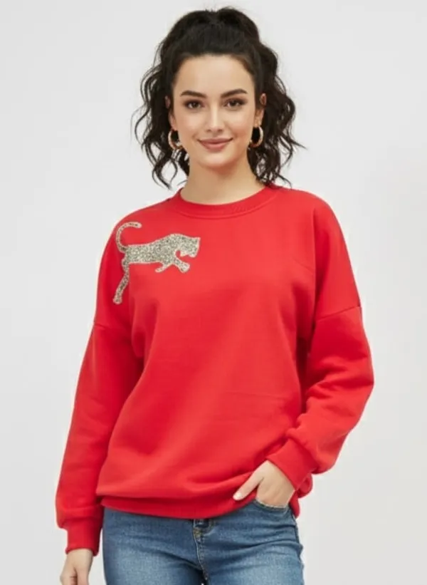 Red_Premium_Tiger_Embroidered_Sweatshirt_For_Women