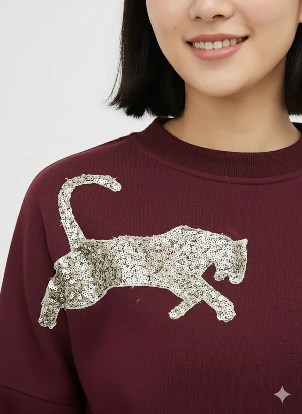 Burgundy_Premium_Tiger_Embroidered_Sweatshirt_For_Women