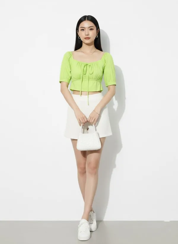 Lime_Green_Solid_Bustier_Top_For_Women