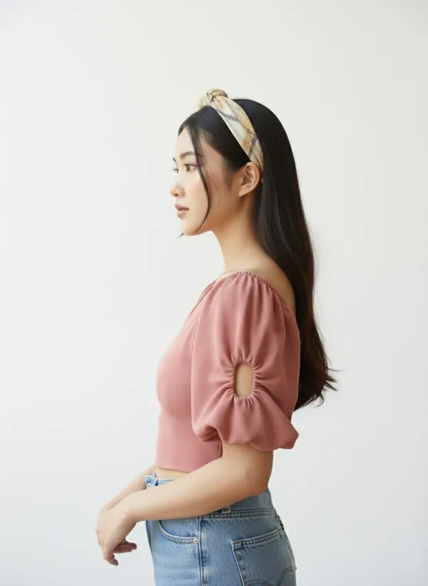Pink_Pretty_Solid_Puff_Sleeves_Top_For_Women
