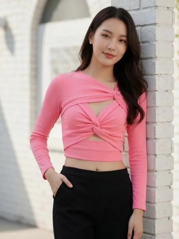 Pink_Twisted_Crop_Top_For_Women