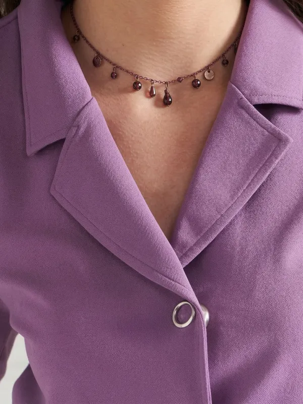 Lavender_Lapel_Collar_Short_Sleeves_Crop_Top_For_Women