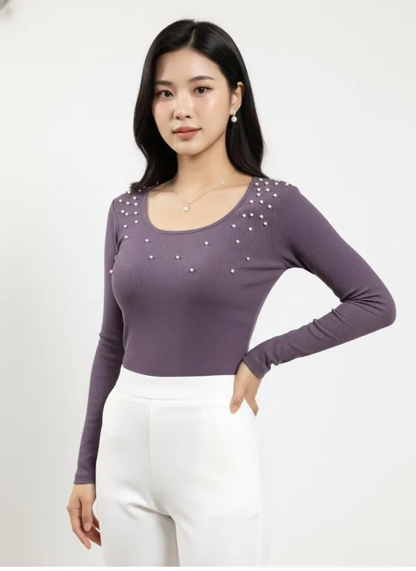 Purple_Embellished_Round_Neck_Top_For_Women