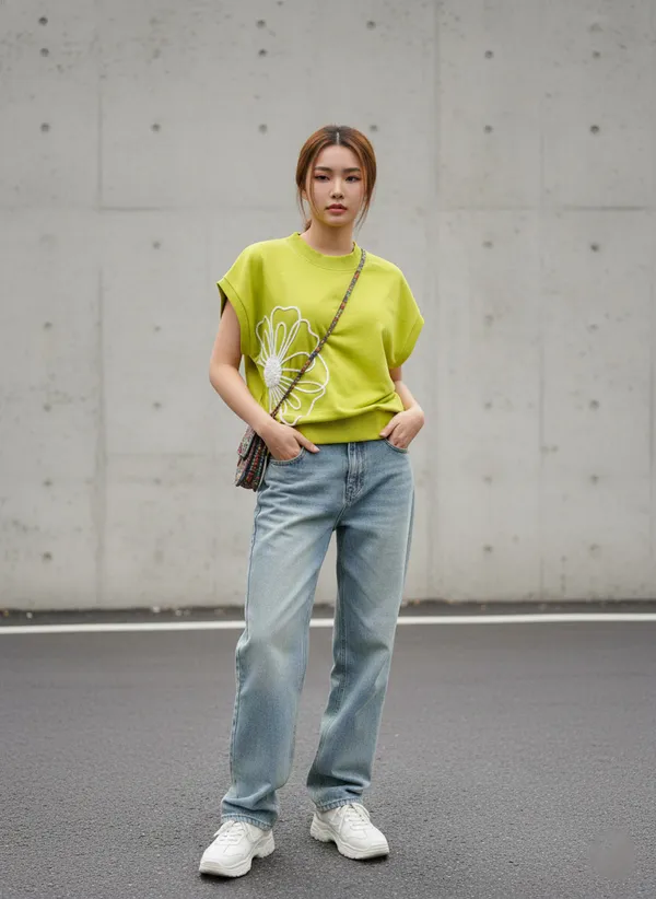 Lime_Green_Embroidered_Oversized_Top_For_Women