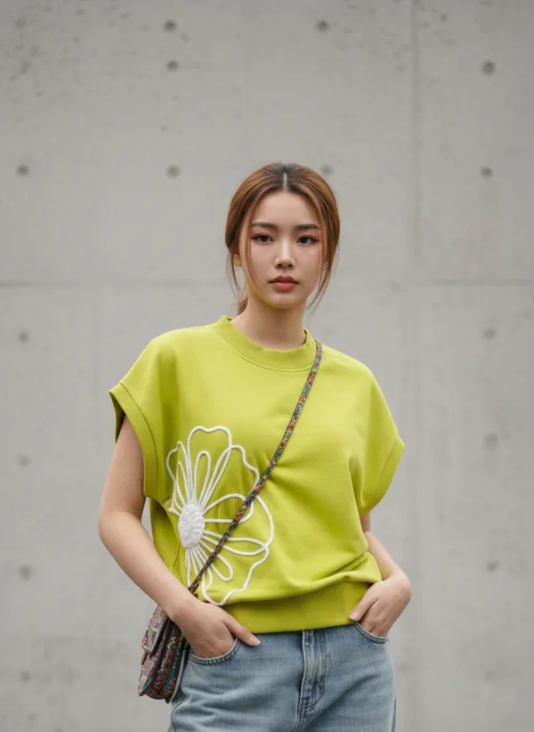 Lime_Green_Embroidered_Oversized_Top_For_Women