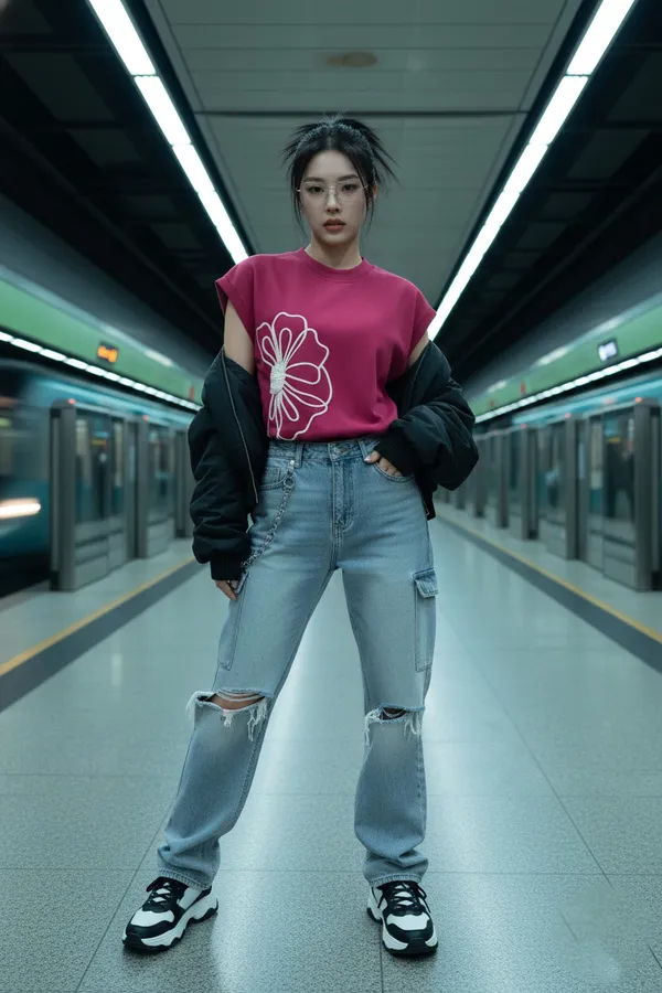 Fuchsia_Embroidered_Oversized_Top_For_Women