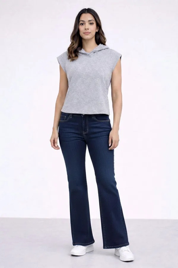 Grey_Extended_Sleeve_Hood_Top_For_Women