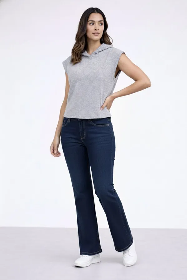 Grey_Extended_Sleeve_Hood_Top_For_Women