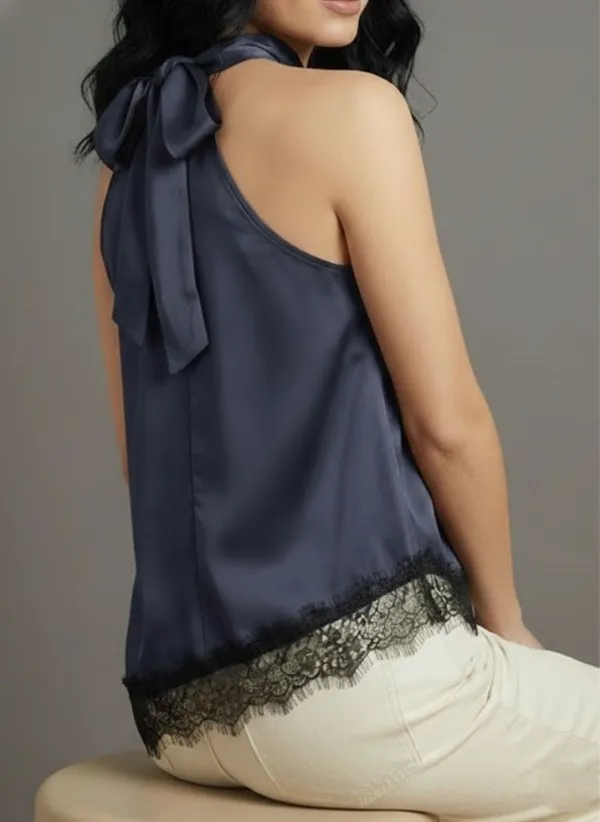 Blue_Satin_Lace_Top_For_Women