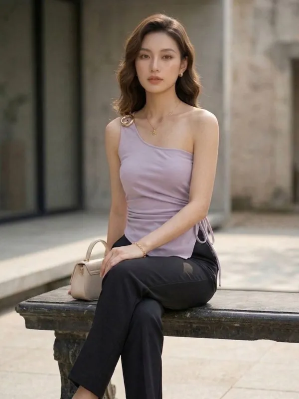 Lavender_Embellished_One-Shoulder_Top