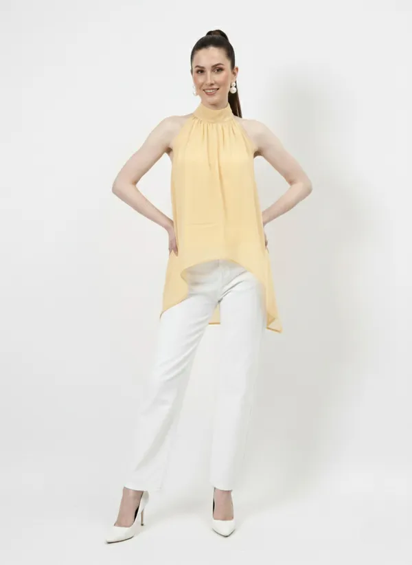 Yellow_Halter_Neck_Tie-Up_Asymmetrical_Top_For_Women