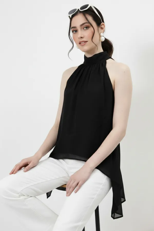 Black_Halter_Neck_Tie-Up_Asymmetrical_Top_For_Women