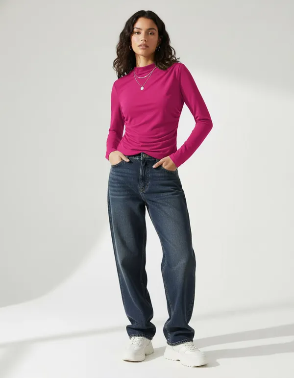 Fuchsia_Pleated_Solid_Top