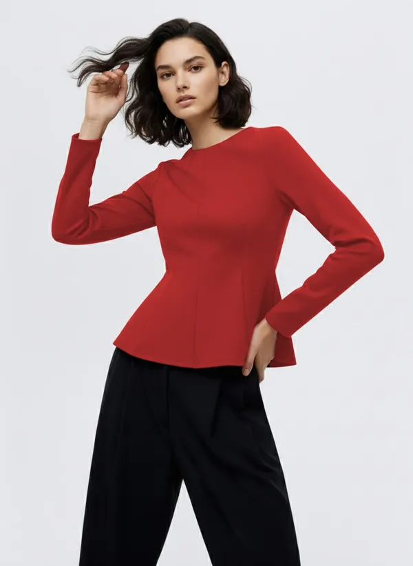 Red_Solid_Peplum_Top