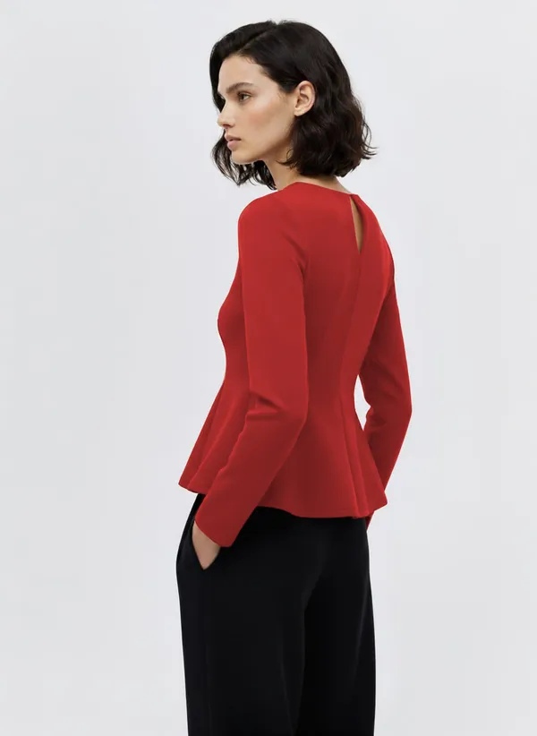 Red_Solid_Peplum_Top