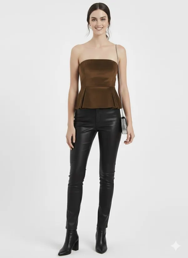 Brown_Bandeau_Peplum_Top