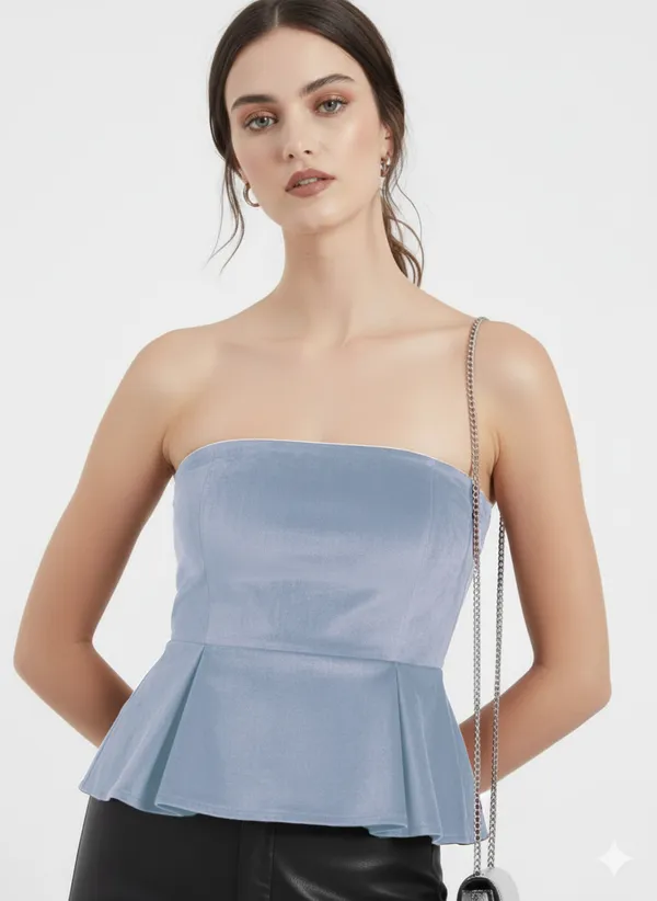 Blue_Bandeau_Peplum_Top