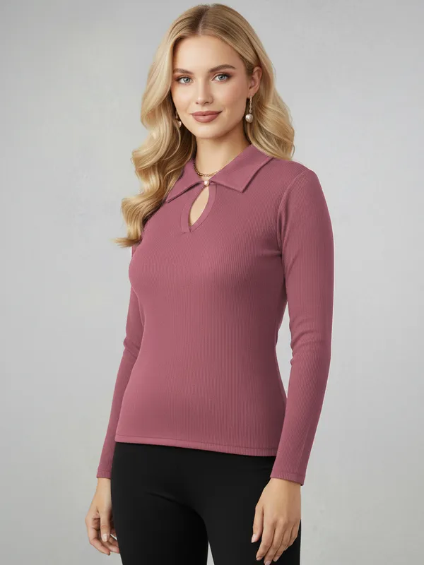 Pink_Cutout_Solid_Ribbed_Top