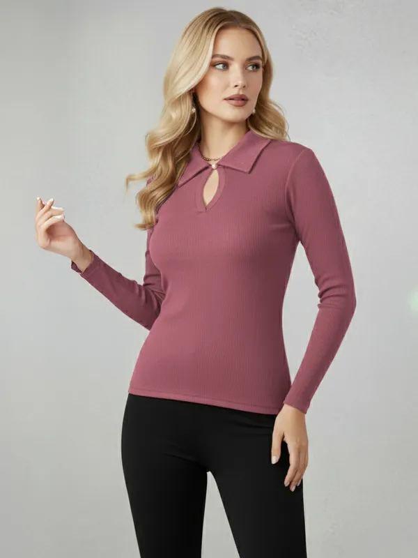Pink_Cutout_Solid_Ribbed_Top