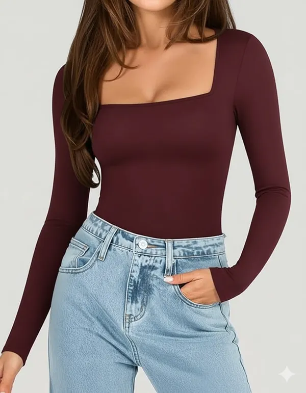 Maroon_Scoop_Neck_Solid_Top_For_Women