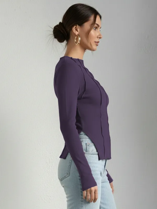 Purple_Ribbed_Pin_Tucks_Top_For_Women