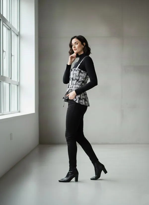 Black_&_White_Tweed_Top_For_Women