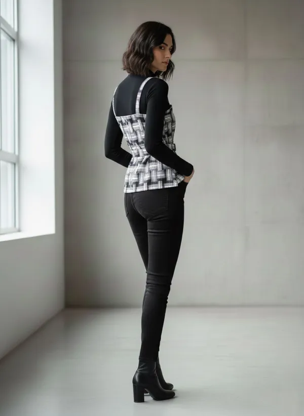 Black_&_White_Tweed_Top_For_Women
