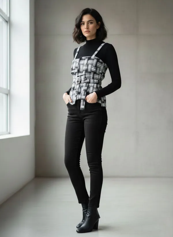 Black_&_White_Tweed_Top_For_Women