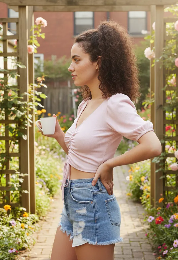 Lavender_Puff_Sleeves_Pure_Cotton_Fitted_Crop_Top_For_Women