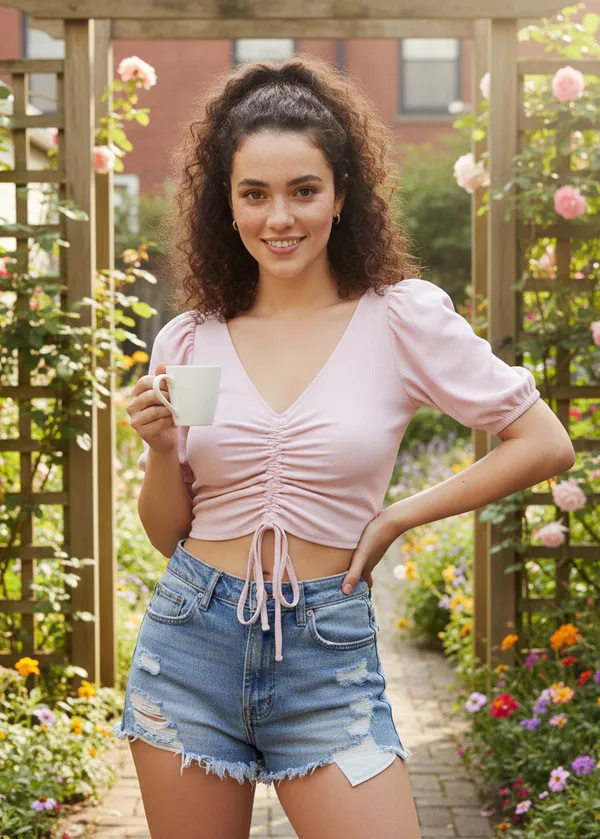 Lavender_Puff_Sleeves_Pure_Cotton_Fitted_Crop_Top_For_Women