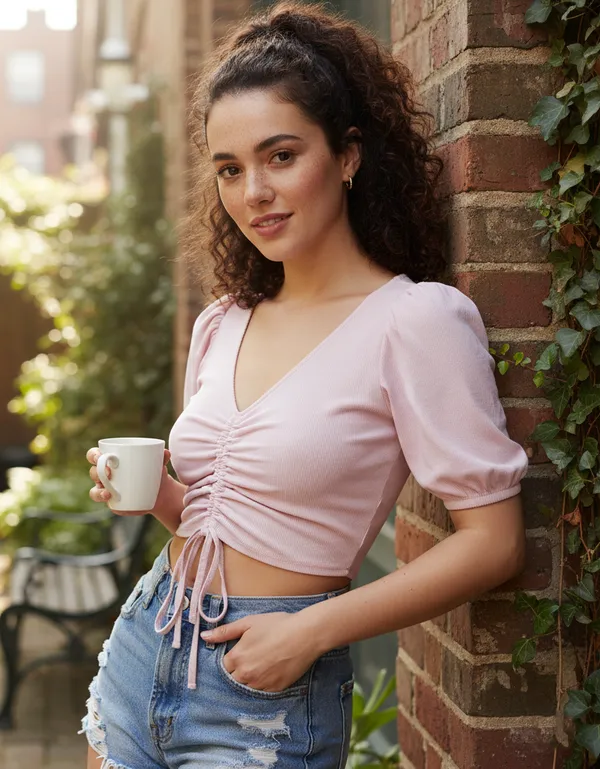 Lavender_Puff_Sleeves_Pure_Cotton_Fitted_Crop_Top_For_Women