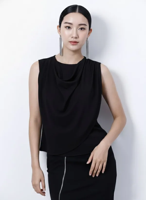 Black_Cowl_Neck_Layered_Peplum_Top_For_Women