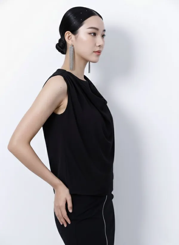 Black_Cowl_Neck_Layered_Peplum_Top_For_Women