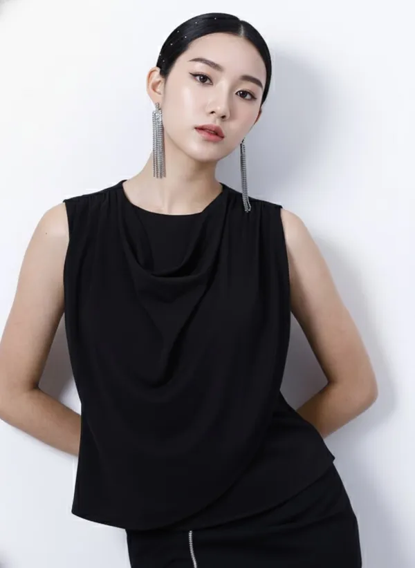 Black_Cowl_Neck_Layered_Peplum_Top_For_Women