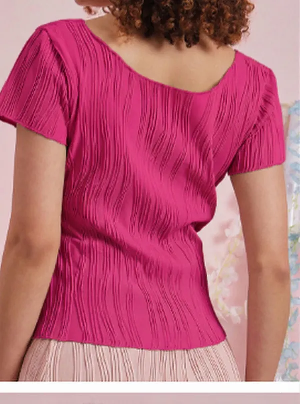 Fuchsia_Round_Neck_Textured_Top_For_Women