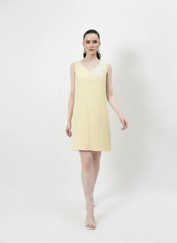 Yellow_Linen_Embriodered_Applique_Dress