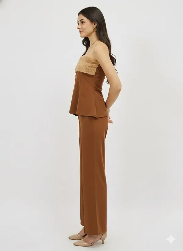 Brown_Premium_Fur_Bandeau_Co-Ord_Set_For_Women