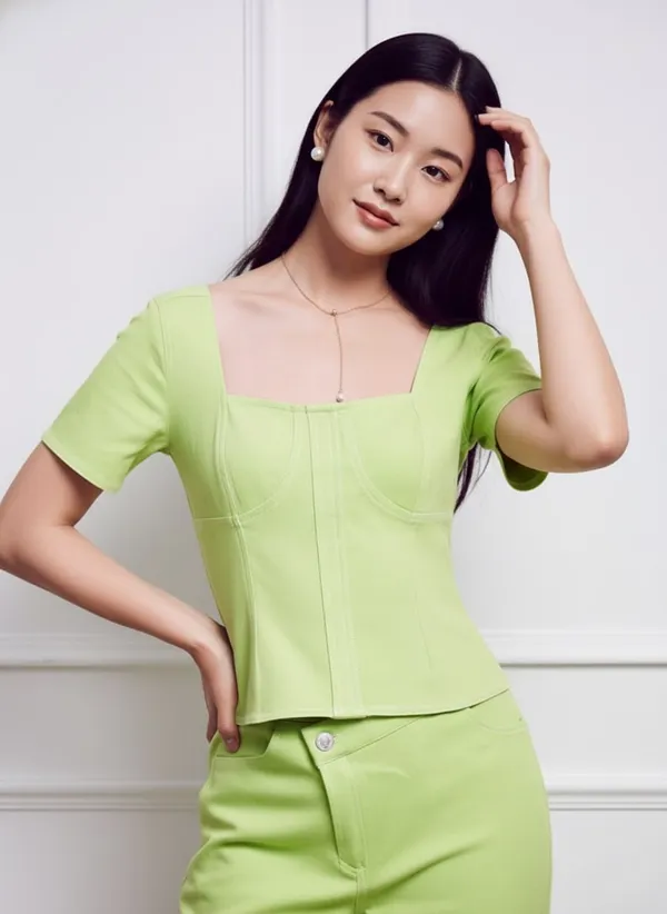 Lime_Green_Cotton_Canvas_Regular_Top_For_Women
