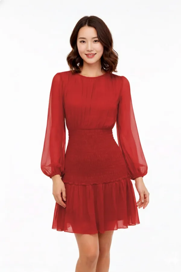 Red_Smocking_Solid_Dress