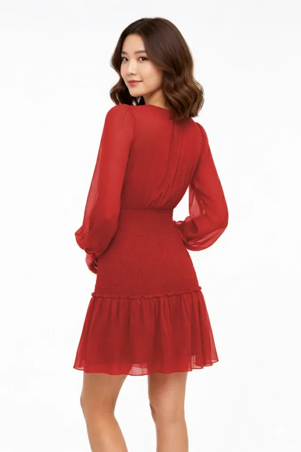Red_Smocking_Solid_Dress