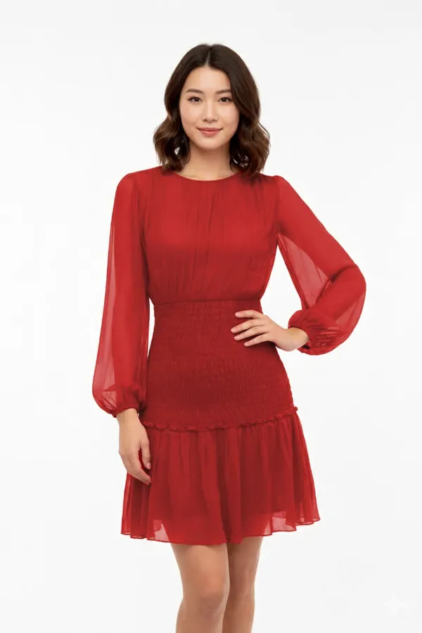 Red_Smocking_Solid_Dress