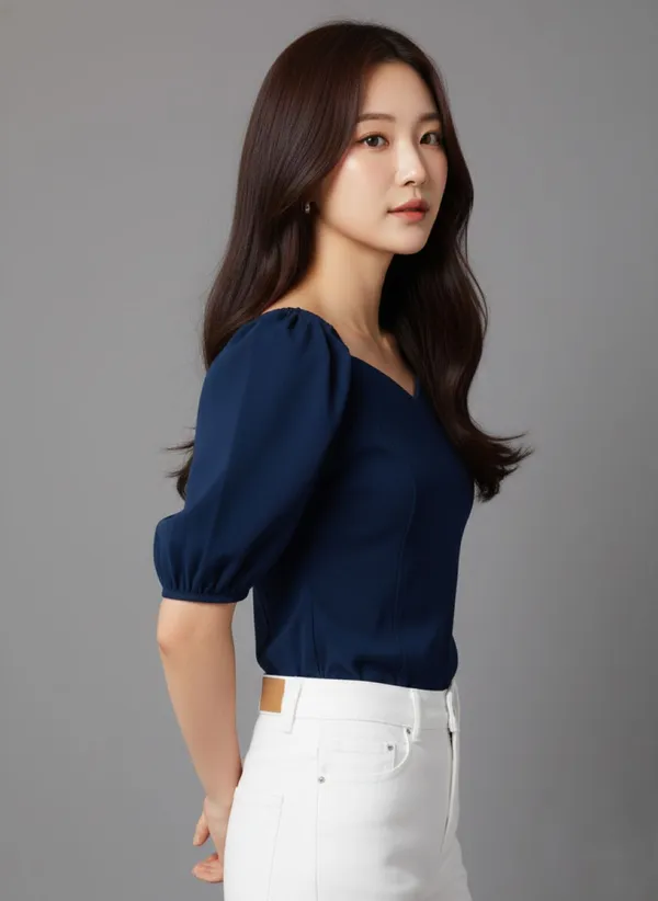 Turquoise_Blue_Sweetheart_Neck_Puff_Sleeve_Top_For_Women