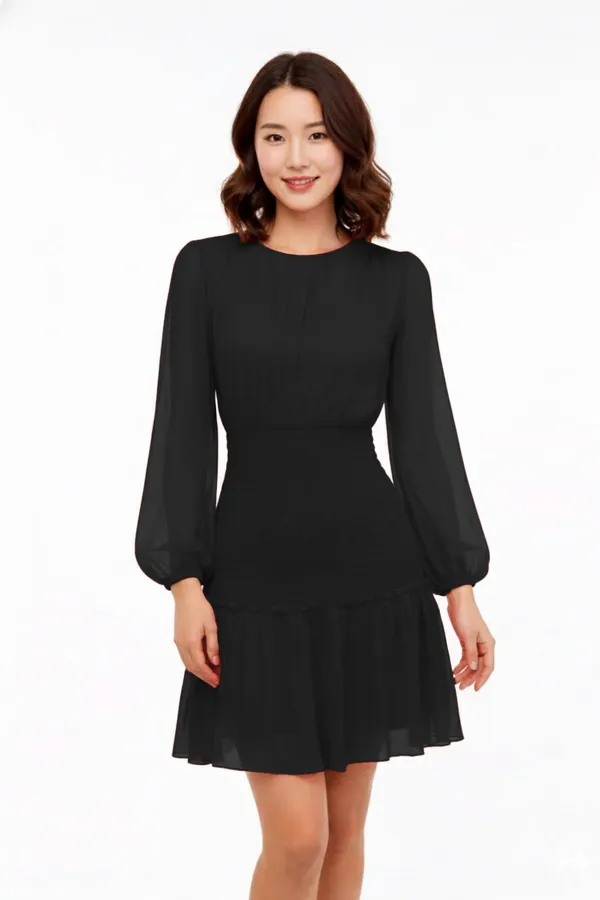 Black_Smocking_Solid_Dress