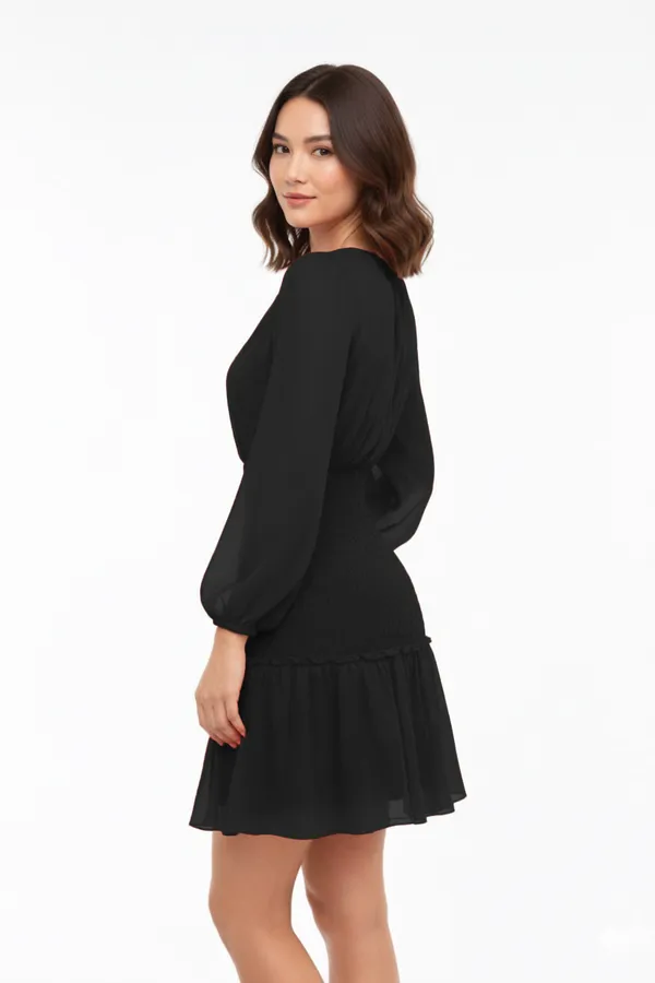 Black_Smocking_Solid_Dress