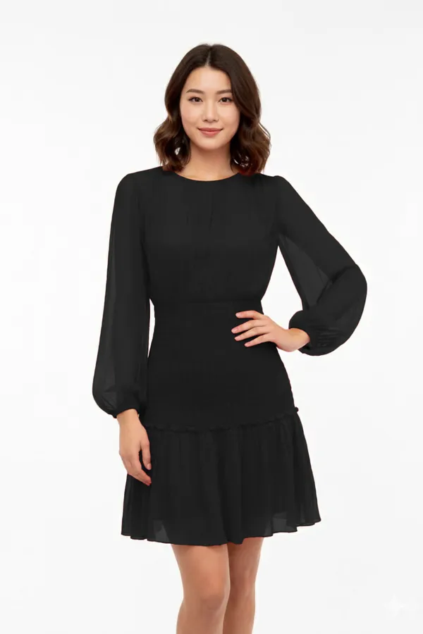Black_Smocking_Solid_Dress
