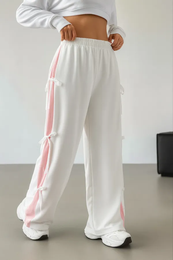 Pink_&_White_Premium_Color-Blocked_Bow_Detail_Trousers_For_Women